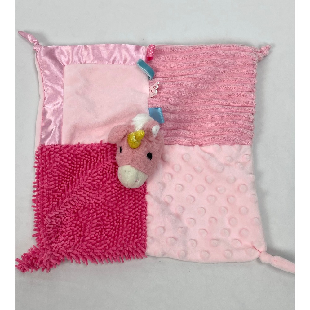 Make Believe Ideas Pink Unicorn Lovey Blanket Textured 11x11.5"